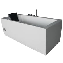 71" Three Wall Alcove Acrylic Whirlpool Tub with Right Drain, Drain Assembly and Overflow