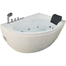 59" Acrylic Whirlpool Bathtub for Alcove Installations with Chromatherapy, Left Center Drain, Right Pump, and Included Handshower