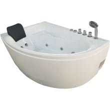 59" Acrylic Whirlpool Bathtub for Alcove Installations with Chromatherapy, Right Center Drain, Left Pump, and Included Handshower