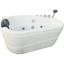 57-1/8" Acrylic Whirlpool Bathtub for Alcove Installations with Right Center Drain, Right Pump, and Included Handshower