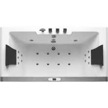 71" Acrylic Whirlpool Tub for Free Standing Installation with Rear Center Drain, Glass Front Panel