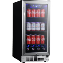 15 Inch Wide 80 Can Built-In Beverage Cooler with Blue LED Lighting