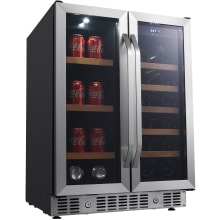 24 Inch Wide 17 Bottle Wine and 53 Can Beverage Cooler with French Doors