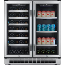 30 Inch Wide 28 Bottle Built-In Dual Zone Beverage Center with 86 Can Capacity