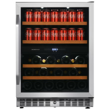 24 Inch Wide Wine and Beverage Cooler 84 Can and 22 Bottle Capacity with Dual Zone Operation