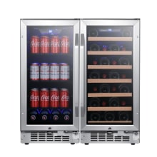 30 Inch Wide 30 Bottle 80 Can Side-by-Side Wine and Beverage Cooler