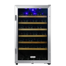 20 Inch Wide 44 Bottle Capacity Free Standing Wine Cooler with Reversible Door and LED Lighting