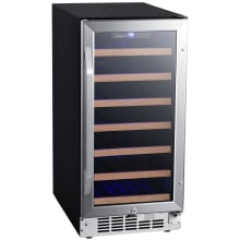 15 Inch Wide 25 Bottle Built-In Single Zone Wine Cooler with Reversible Lockable Door and LED Lighting