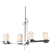 Vlacker 4 Light 35" Wide Pillar Candle Linear Chandelier with Frosted Glass Shades