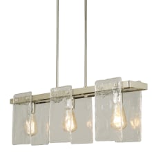 Wolter 3 Light 35" Wide Linear Chandelier with Water Glass Shades