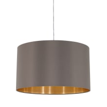 Maserlo 15" Wide Single Light Drum Pendant with Cappuccino and Gold Shade