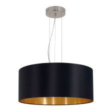 Maserlo 21" Wide 3 Light Suspension Style Drum Chandelier with Black and Gold Shade