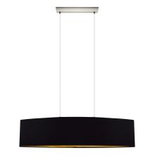 Maserlo 40" Wide 2 Light Shaded Linear Chandelier with Black and Gold Shade