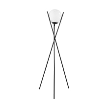 Salvezinas 59" Tall Tripod Floor Lamps with Frosted Glass Shade