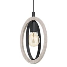 Basildon 8" Wide Wood Mini Pendant with Natural Wood Accents
