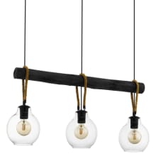 Roding 3 Light 35" Wide Commercial Wood Linear Pendant