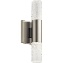 Glacial Glow 2 Light 17" Tall LED Wall Sconce with Textured Ice Glass