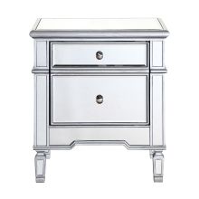Chamberlan 24 Inches Wide 2 Drawer Hand Painted Wood Night Stand with Mirrored Accents