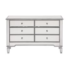 Chamberlan 48 Inches Wide Hand Painted Wood 6 Drawer Dresser with Mirrored Accents