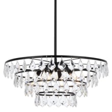 Ella 6 Light 24" Wide Crystal Waterfall Chandelier with Clear Crystal Accents