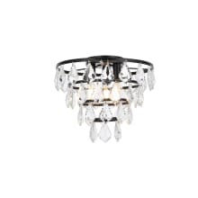 Ella 3 Light 12" Wide Semi-Flush Waterfall Ceiling Fixture with Clear Crystal Accents