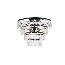 Ella 3 Light 14" Wide Semi-Flush Waterfall Ceiling Fixture with Clear Crystal Accents