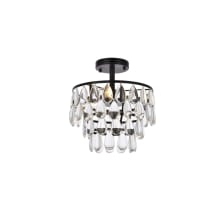 Mila 3 Light 12" Wide Semi-Flush Waterfall Ceiling Fixture with Clear Crystal Accents