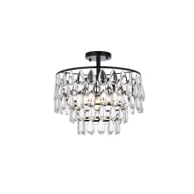 Mila 3 Light 16" Wide Semi-Flush Waterfall Ceiling Fixture with Clear Crystal Accents