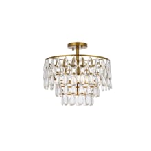 Mila 3 Light 16" Wide Semi-Flush Waterfall Ceiling Fixture with Clear Crystal Accents