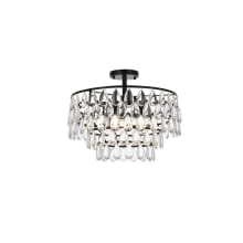 Mila 5 Light 18" Wide Semi-Flush Waterfall Ceiling Fixture with Clear Crystal Accents