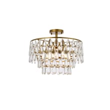 Mila 5 Light 18" Wide Semi-Flush Waterfall Ceiling Fixture with Clear Crystal Accents