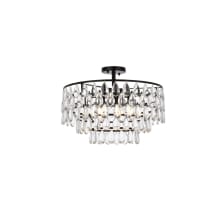 Mila 5 Light 20" Wide Semi-Flush Waterfall Ceiling Fixture with Clear Crystal Accents