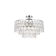 Mila 5 Light 20" Wide Semi-Flush Waterfall Ceiling Fixture with Clear Crystal Accents