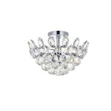 Emilia 3 Light 14" Wide Semi-Flush Bowl Ceiling Fixture with Clear Crystal Accents