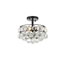 Savannah 3 Light 12" Wide Semi-Flush Bowl Ceiling Fixture with Clear Crystal Accents