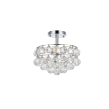 Savannah 3 Light 12" Wide Semi-Flush Bowl Ceiling Fixture with Clear Crystal Accents