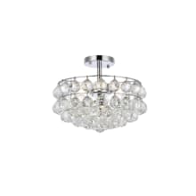 Savannah 3 Light 14" Wide Semi-Flush Bowl Ceiling Fixture with Clear Crystal Accents