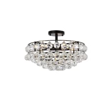 Savannah 5 Light 18" Wide Semi-Flush Bowl Ceiling Fixture with Clear Crystal Accents