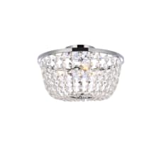 Cora 3 Light 13" Wide Semi-Flush Bowl Ceiling Fixture with Clear Crystal Accents