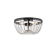 Kylie 3 Light 12" Wide Semi-Flush Bowl Ceiling Fixture with Clear Crystal Accents