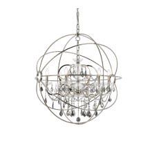 Geneva 6 Light 32" Wide Crystal Chandelier with Silver Shade Royal Cut Crystals