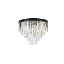 Sydney 17 Light 32" Wide Flush Mount Drum Ceiling Fixture with Clear Royal Cut Crystals