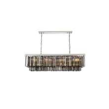 Sydney 12 Light 50" Wide Crystal Linear Chandelier with Silver Shade Royal Cut Crystals