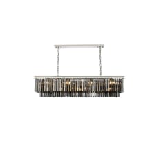 Sydney 12 Light 60" Wide Crystal Linear Chandelier with Silver Shade Royal Cut Crystals