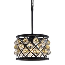 Madison 3 Light 12" Wide Crystal Pendant with Golden Teak Royal Cut Crystals