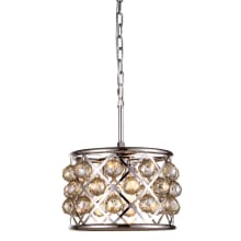 Madison 3 Light 12" Wide Crystal Pendant with Golden Teak Royal Cut Crystals