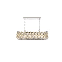 Madison 6 Light 40" Wide Crystal Linear Chandelier with Golden Teak Royal Cut Crystals