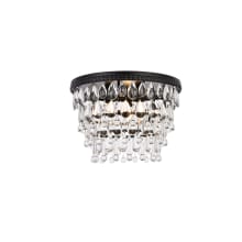Nordic 3 Light 15" Wide Flush Mount Waterfall Ceiling Fixture with Clear Royal Cut Crystals