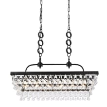 Nordic 6 Light 32" Wide Crystal Linear Chandelier with Clear Crystals