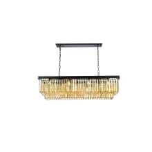 Sydney 12 Light 50" Wide Crystal Linear Chandelier with Golden Teak Royal Cut Crystals